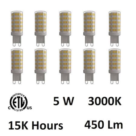 Cwi Lighting 5 Watt G9 LED Bulb 3000K, 10PK G9K3000-5W-10